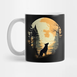 Wolf in a Forest in the Moonlight Mug